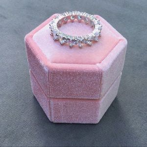 Silver Heart Cut CZ Stackable Eternity Ring